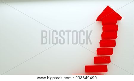 Succes Arow With Stairs, 3d Render Background, Symbol Of Budiness Development