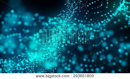Abstract Flowing Bright Particles As Sea Water, Computer Generated Abstract Background, 3d Render