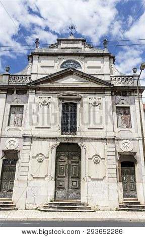 View Of The Tripartite Facade Of The Chapel Of Our Lady Of Carmo Derelict Palace Of Condes Da Ribeir