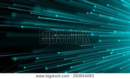 3d Image Concept Of Optical Fiber, Glare Effect On Tips Of Optical Fiber, 3d Render Background, Comp