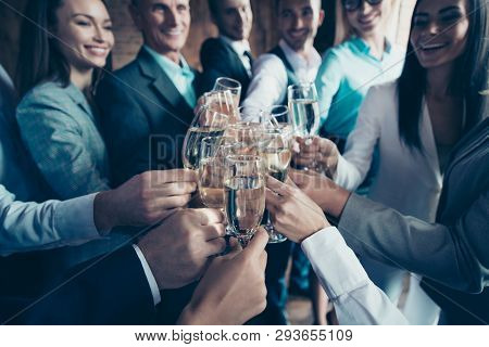 Cropped Close Up Photo Business People Crowd Diversity Different Age Race Team Building Members Gath