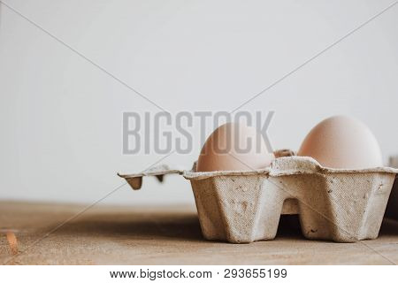 Easter Raff Egg. Minimal Easter Concept. Craft Hipster Holiday Package, Carton Box
