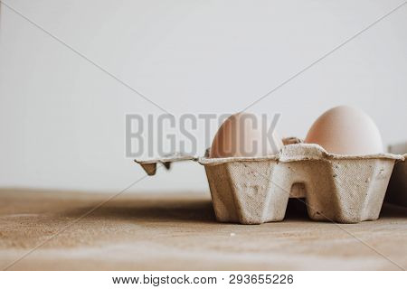 Easter Raff Egg. Minimal Easter Concept. Craft Hipster Holiday Package, Carton Box