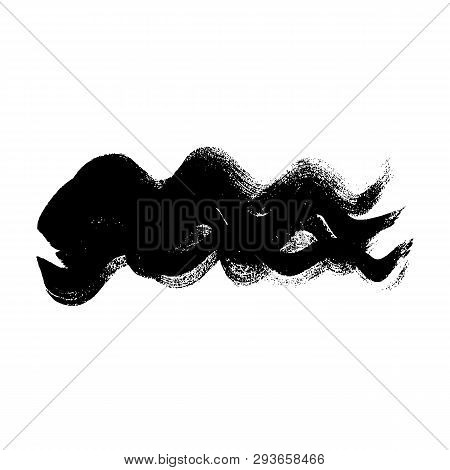Ink Vector Dry Brush Frame. Vector Illustration. Grunge Hand Drawn Watercolor Texture. Space For Tex