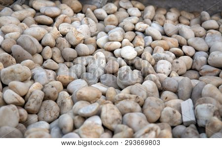 Texture Of White Stone For Interior Or Construction Background. Circle White Stome Made By Water Fal