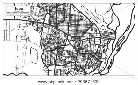 Juba South Sudan City Map in Retro Style. Outline Map. 