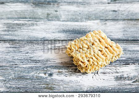 Instant Noodles. Dry Noodles Raw Food. Quick Cooking Noodle