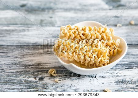Instant Noodles. Dry Noodles Raw Food. Quick Cooking Noodle