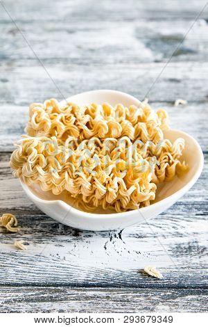 Instant Noodles. Dry Noodles Raw Food. Quick Cooking Noodle