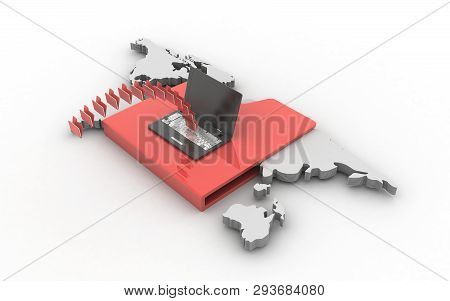 3d Rendered Data Transfering On A White Background