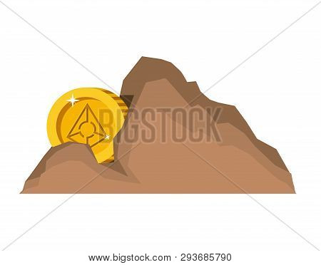 Cryptocurrency Augur Money In Mountain Mining Vector Illustration Design