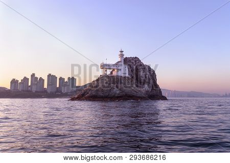 View Form The Sea On Deungdaedo (lighthouse) Island In Busan, South Korea At Sunset