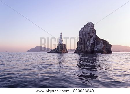 View On Deungdaedo (lighthouse) Island In Busan From The Sea
