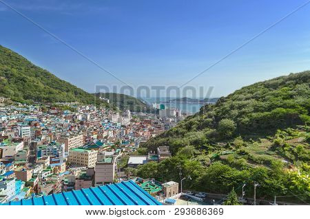 View On Gamcheon Culture Village And Bay On Sunny Spring Day In Busan, South Korea