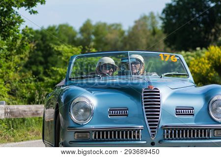 Pesaro Colle San Bartolo , Italy - May 17 - 2018 : Alfa Romeo 6c 2500 Ss Cabriolet Pinin Farina 1949