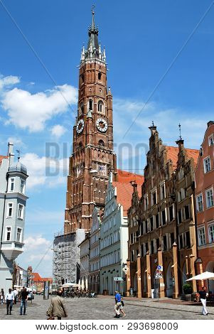 Landshut, Bavaria, Germany - June 04, 2014: The View Of The Historical Center Of Landshut