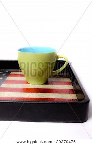 cup on a tray