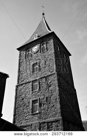 An Exterior View Of The Old Tolbooth Tower In The Town Of Coupar Angus In Scotland