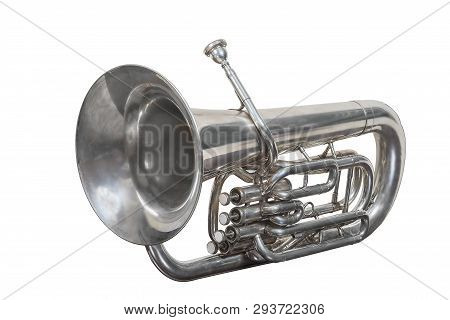 Classical Music Brass Instrument Euphonium Isolated On White Background