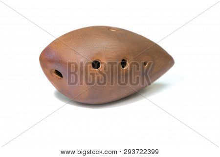 Ancient Kazakh Wind Musical Instrument Saz Syrnay Isolated On White Background
