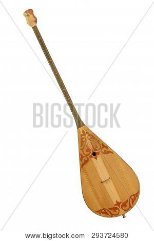 Kazakh Folk Musical Instrument Dombra Isolated On White Background
