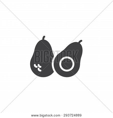 Whole Avocado Fruit And Halves Vector Icon. Filled Flat Sign For Mobile Concept And Web Design. Avoc