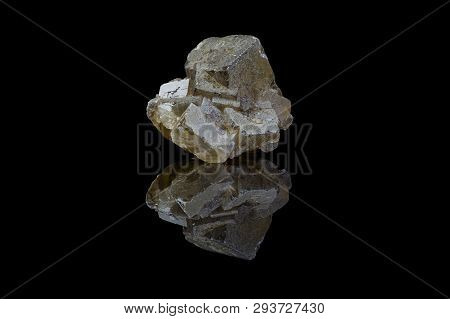 Fuorite Isolated Black Background With Mirror Reflection