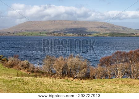 Mountain, Lake And Vegetation At Western Way Trail In Lough Corrib