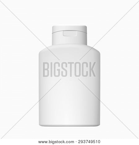 Mock Up Of White Plastic Package For Shampoo, Cream Or Lotion With Shadow.