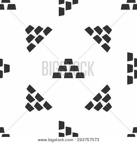 Grey Gold Bars Icon Isolated Seamless Pattern On White Background. Banking Business Concept. Vector 