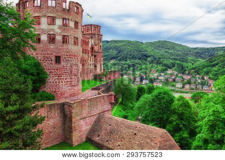 The Castle Ruin In Heidelberg In Germany.
