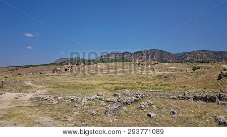 Ruins And Ruins Of The Ancient City, Hierapolis Near Pamukkale, Turkey.