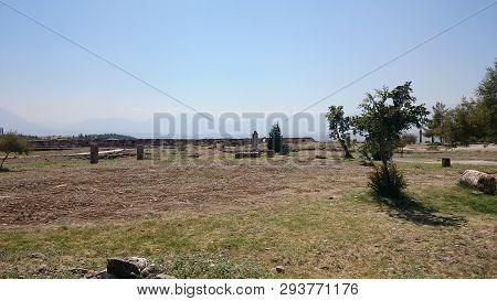 Ruins And Ruins Of The Ancient City, Hierapolis Near Pamukkale, Turkey.