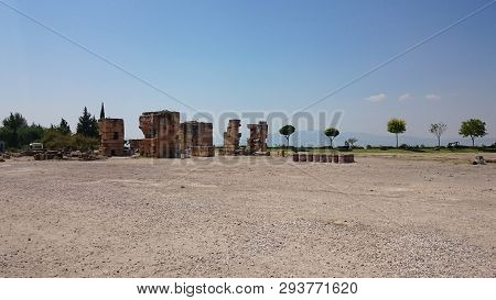 Ruins And Ruins Of The Ancient City, Hierapolis Near Pamukkale, Turkey.