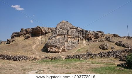Ruins And Ruins Of The Ancient City, Hierapolis Near Pamukkale, Turkey.