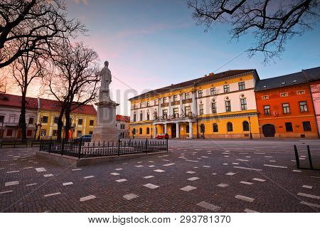 Levoca, Slovakia - March 18, 2016: Monument In Front Of The County House In The Main Square Of Unesc