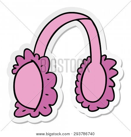 hand drawn sticker cartoon doodle of pink ear muff warmers