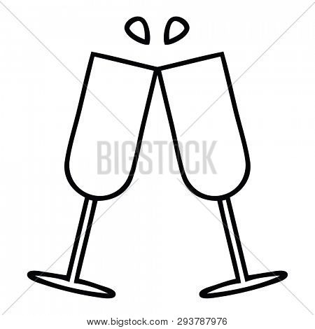 line drawing cartoon of a clinking champagne flutes