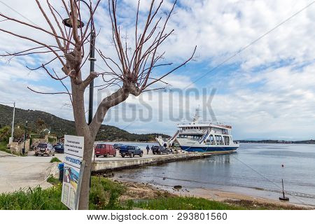 Ammouliani, Greece - April 3, 2015: Town At Ammouliani Island, Athos, Chalkidiki, Central Macedonia,