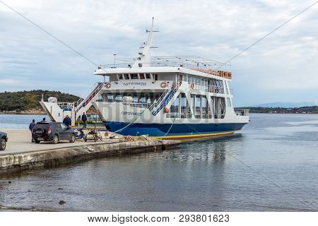 Ammouliani, Greece - April 3, 2015: Town At Ammouliani Island, Athos, Chalkidiki, Central Macedonia,