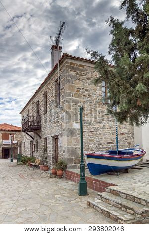 Ammouliani, Greece - April 3, 2015: Town At Ammouliani Island, Athos, Chalkidiki, Central Macedonia,