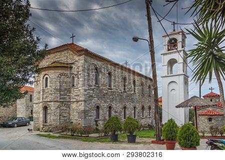 Ammouliani, Greece - April 3, 2015: Town At Ammouliani Island, Athos, Chalkidiki, Central Macedonia,