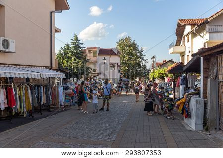 Chernomorets, Bulgaria - August 11, 2018: Typical Street Of Village Of Chernomorets, Burgas Region, 