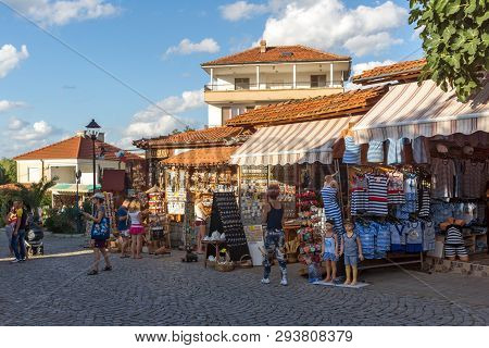 Chernomorets, Bulgaria - August 11, 2018: Typical Street Of Village Of Chernomorets, Burgas Region, 