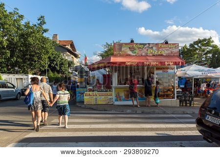 Chernomorets, Bulgaria - August 11, 2018: Typical Street Of Village Of Chernomorets, Burgas Region, 