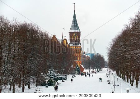 Cathedral In Kaliningrad, Grave Of Immanuel Kant In Kaliningrad, Kaliningrad, Russia, January 8, 201