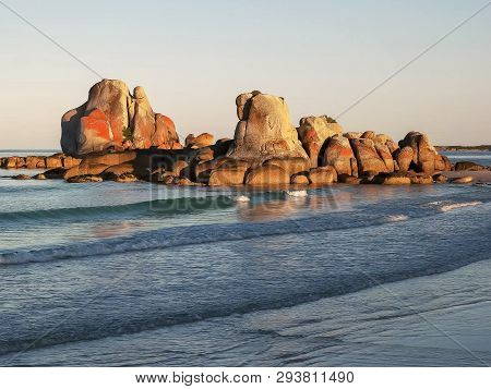 Sunset At Picnic Rocks In Tasmania, Australia