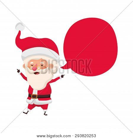Santa Claus With Speech Bubble Vector Illustration Deisgn