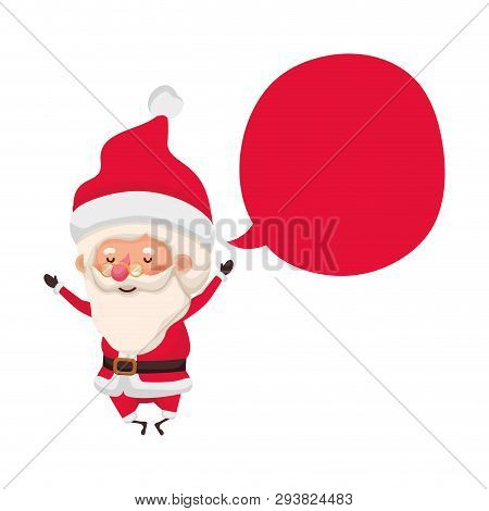 Santa Claus With Speech Bubble Vector Illustration Deisgn