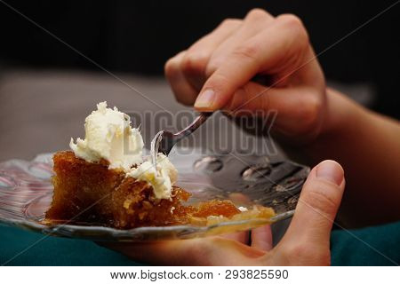 Crumpets In Thick Syrup Turkish Dessert Ekmek Kadayifi